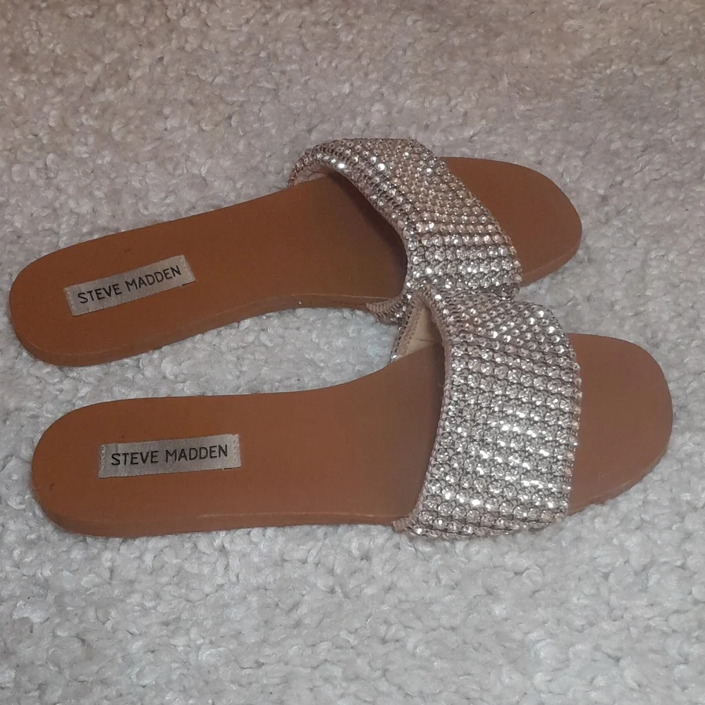 STEVE MADDEN Heather Blingy Sandal Slides Size 8.5 - Picture 11 of 17